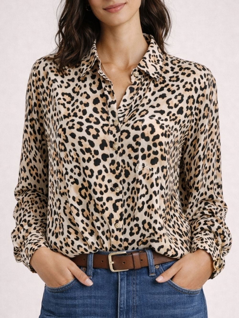 Chico's Leopard Print Button Down Shirt NWT